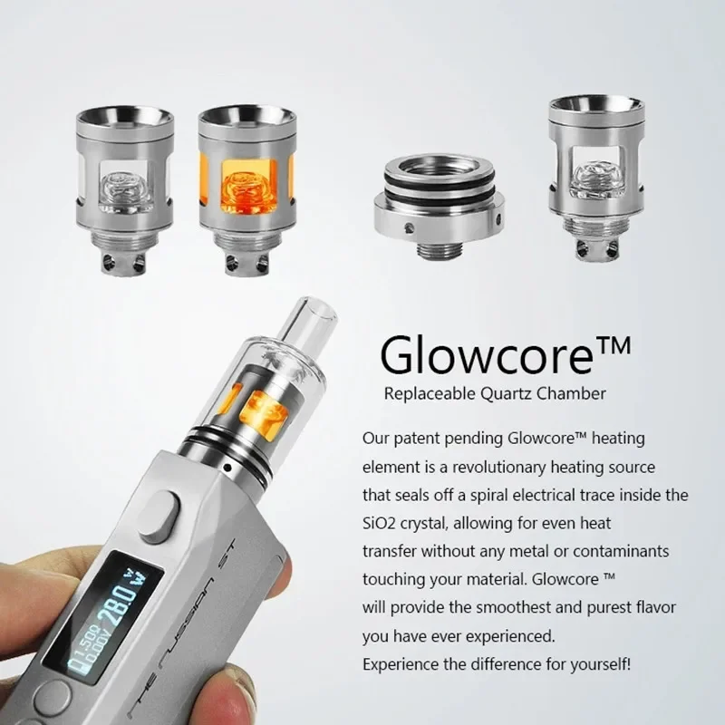 Longmada Glowcore Quarta Tank Wax Vaporizer Pen Atomizer 510 Thread Quartz Boiler Coil Rapid Heating Glass Cup Vape E Cigarettes