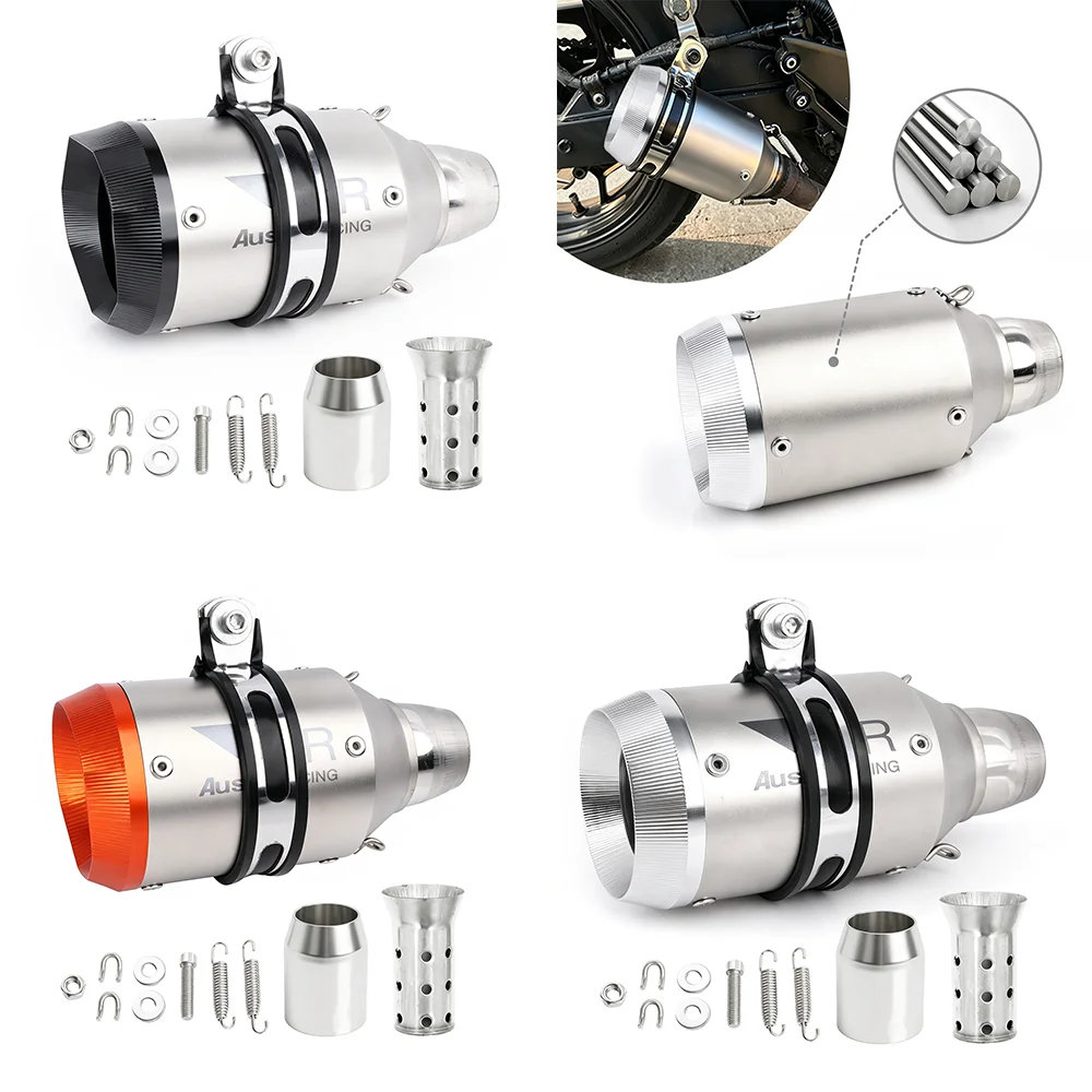 51mm Inlet Motorcycle Modified Escape Pipe Stainless Steel Slip On Exhaust Tail Pipe Universal For Most Motorcycles Scooters