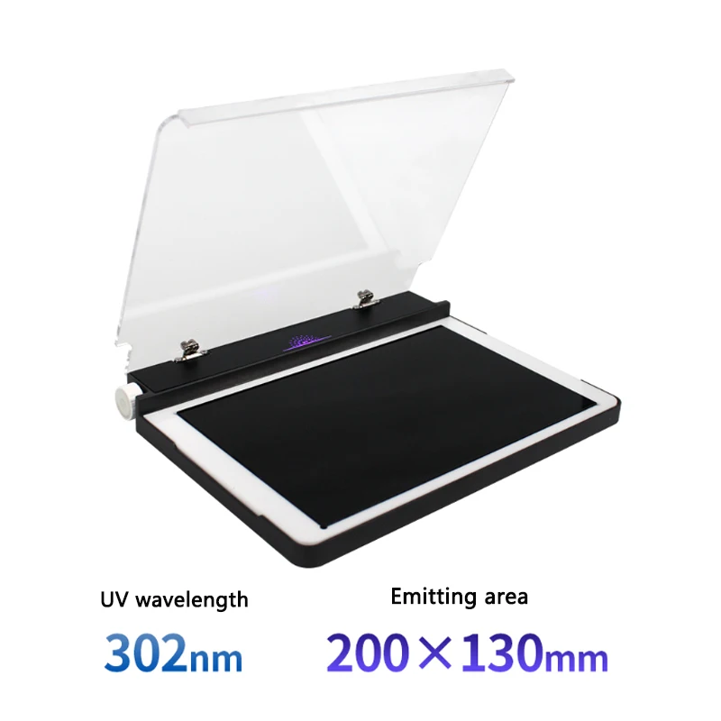 Ultra-thin LED UV gel cutter with transparent strip, used to observe nucleic acid (DNA/RNA) results, providing a light source