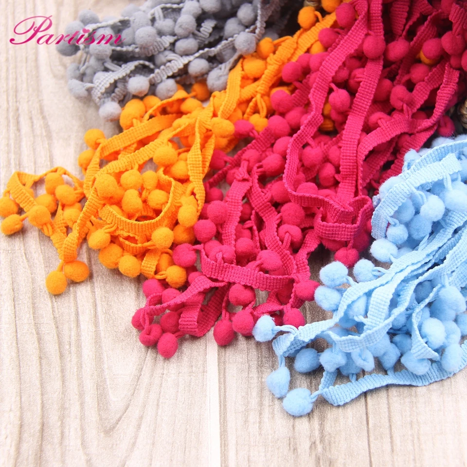 5Yards/Lot  Hot Sale 10MM Pom Pom Trim Ball Fringe Ribbon DIY Sewing Accessory Lace 17 Colors  For Home Party  Decoration