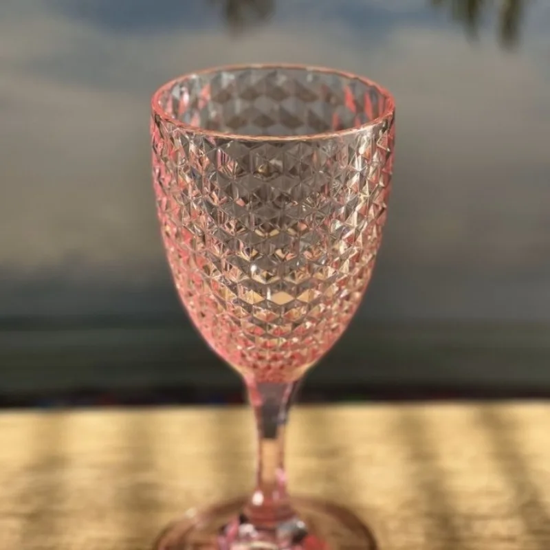 

4 небьющиеся бокалы для вина с ромбовидной огранкой, 12 унций, акриловые пластиковые чашки для красного и белого вина, многоразовые небьющиеся бокалы для вечеринок, напитков