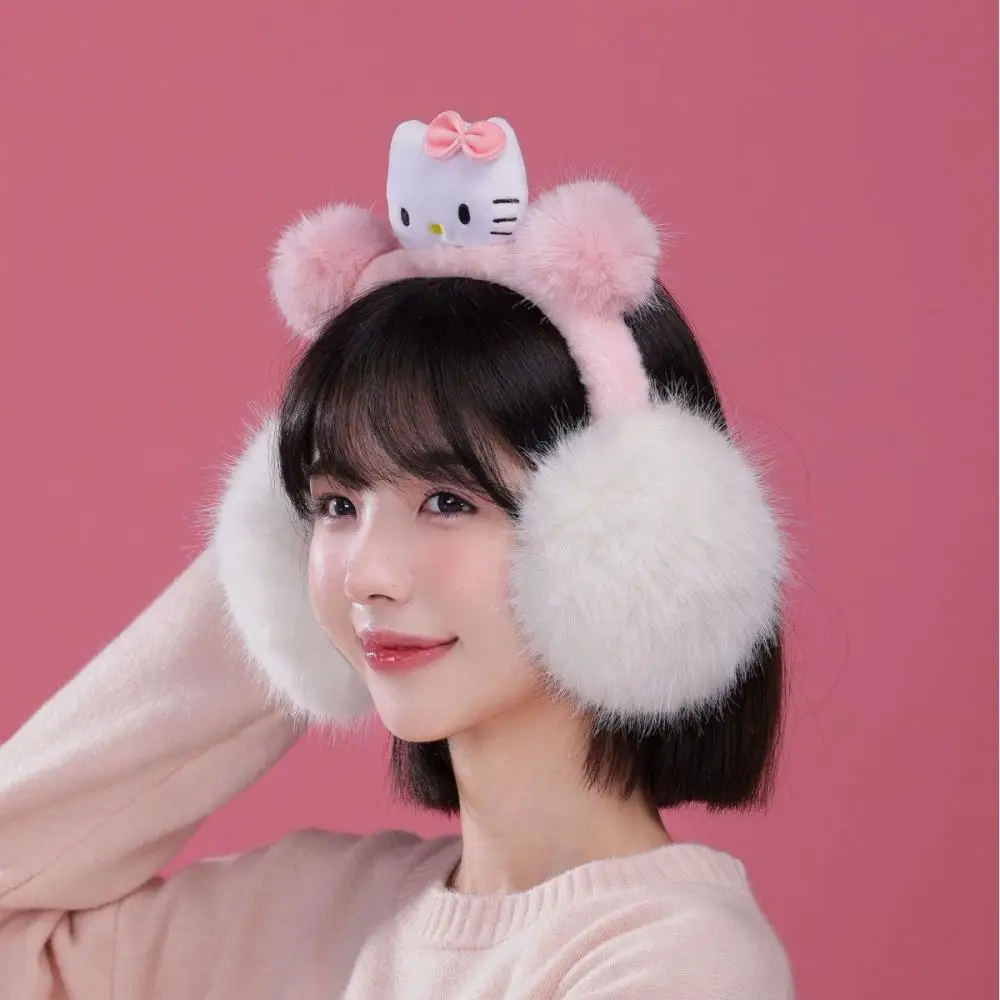 Girls Cinnamoroll Kawaii Plush Earmuffs Sanrio Cartoon Warm Earmuffs Autumn and Winter Student Riding Antifreeze Ear Protection