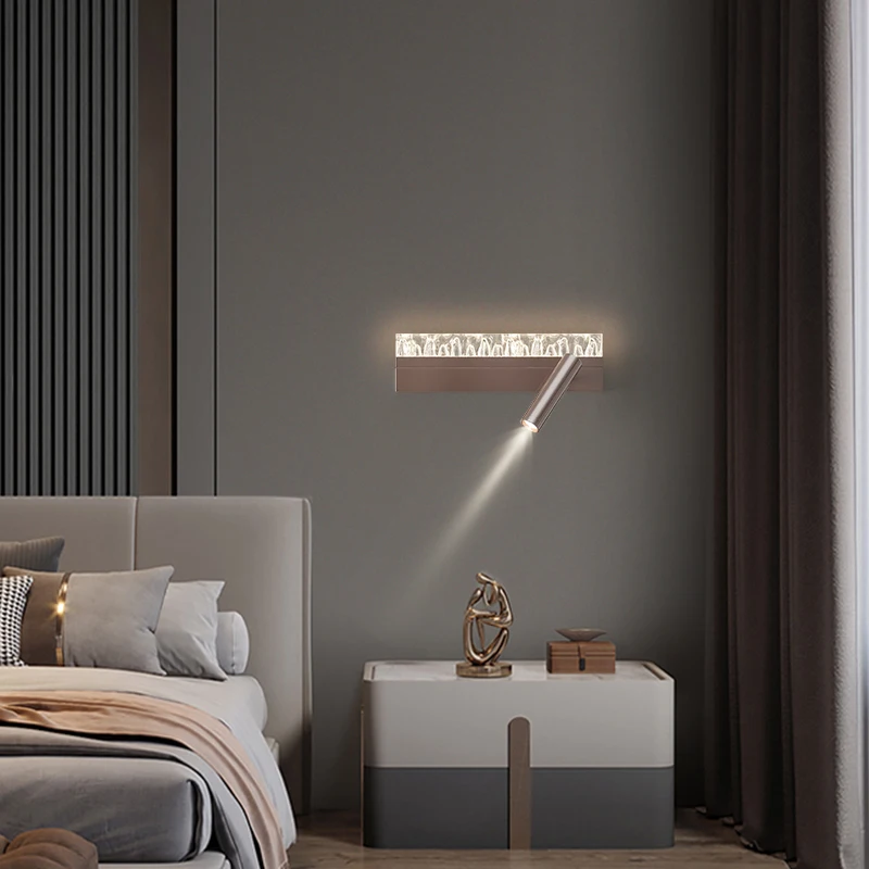 مصباح جداري بجانب السرير لغرفة المعيشة وخلفية التلفاز مع شقوق الثلج، مصباح جداري لغرفة النوم البسيط، أضواء دوارة #3