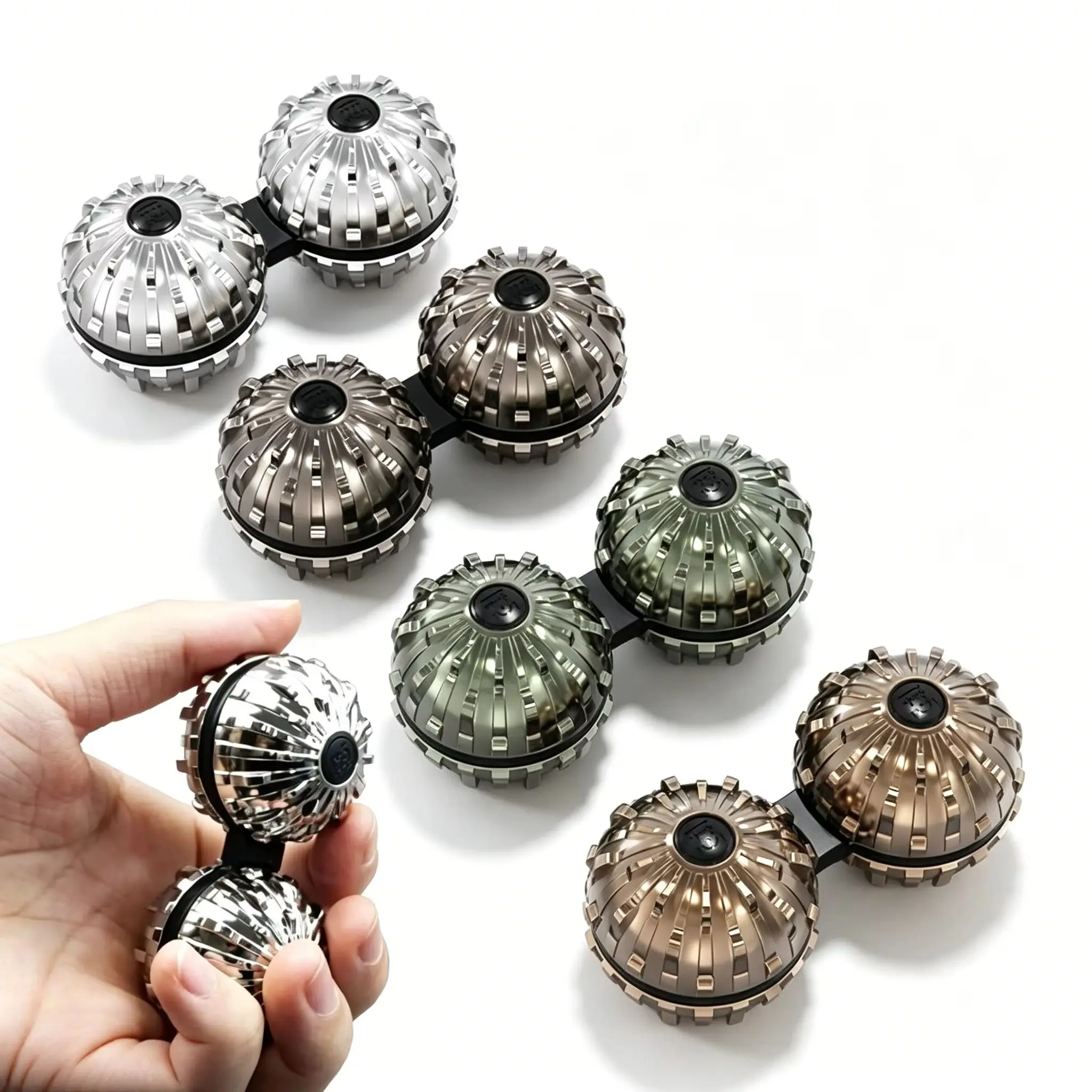 

Metal conjoined massage ball Kirsite spinning fingertip gyro stress relieving toy Fidget Spinner stress relieving casual toy