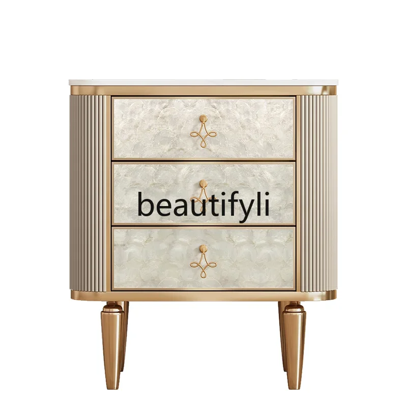

Bedside table Modern simple bedroom storage chest cabinet Solid wood light luxury shell decoration