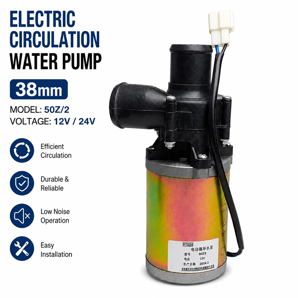 12V 24V Electric Coolant Circulation Water Pump 38mm Auxiliary Water Pump for Parking Heater Car Truck RV