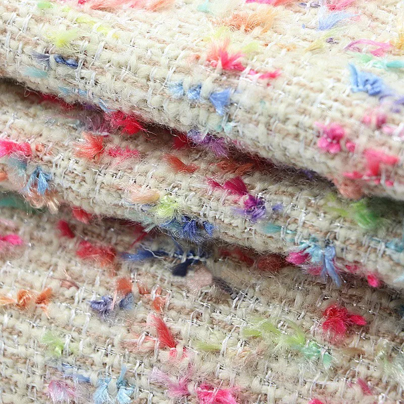 50x145cm ColorFul Ribbon Yarn-Dyed France Tweed Fabrics Garment Materials For Woman Autumn Jacket Coat HandBag DIY Cloth Tailor