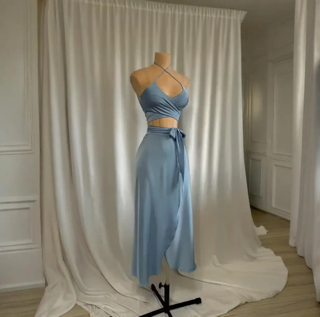 

2025 summer new tube top sexy slim waist seaside vacation skirt set Z094