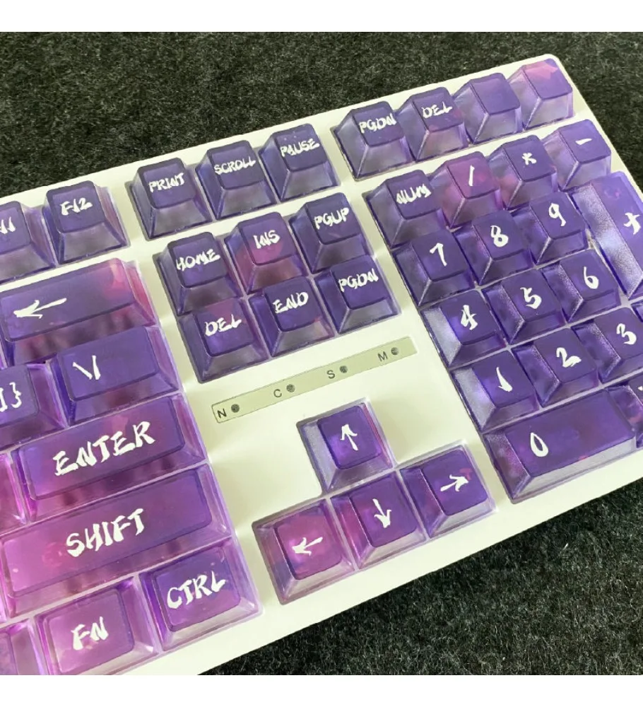 purple transparent personalized keycap high value DIY customized keycap original height PC material fog transparent keycap