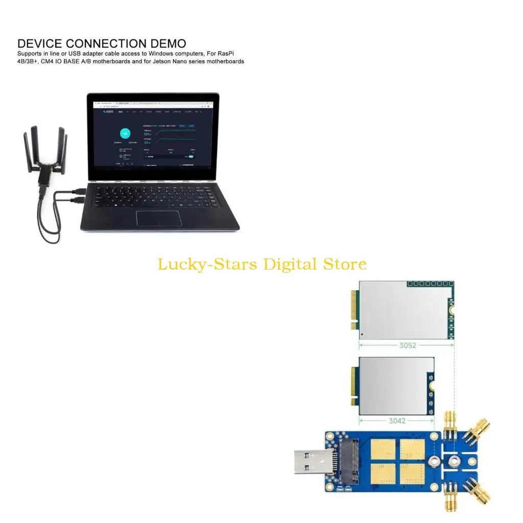 

T3EE Высокоскоростной ключ USB3.1 Плата расширения с 4 антеннами и радиатором из алюминиевого сплава