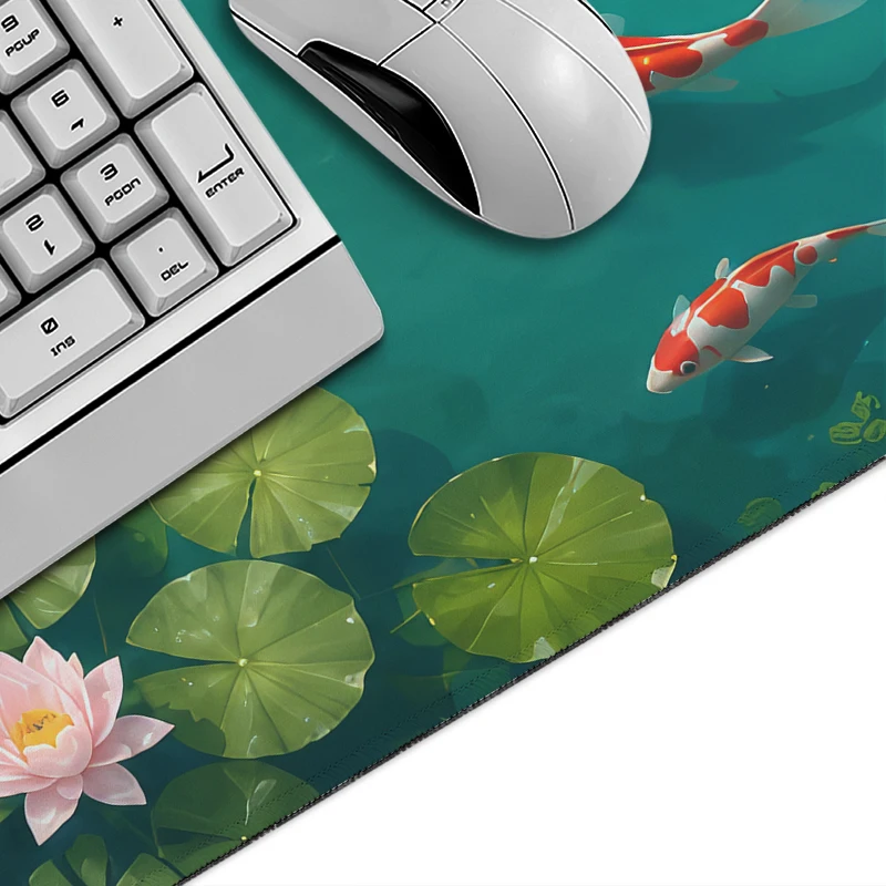 Mouse Pad Green Koi Lotus Pond Gamer XL Computer New Large Mousepad XXL MousePads Natural Rubber Office Soft Desktop Mouse Pad