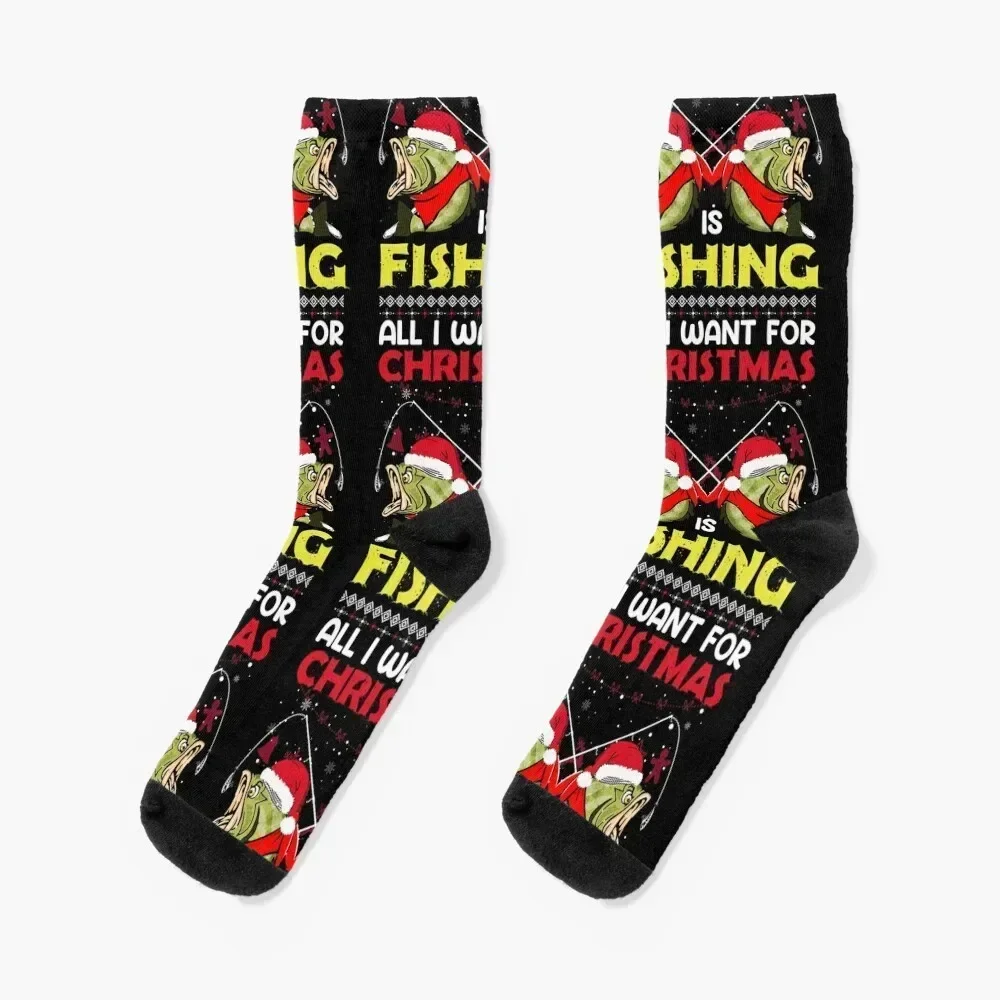 

Christmas fishing Santa present Socks cotton funny sock christmas stocking halloween Men Socks Luxury Brand Women's