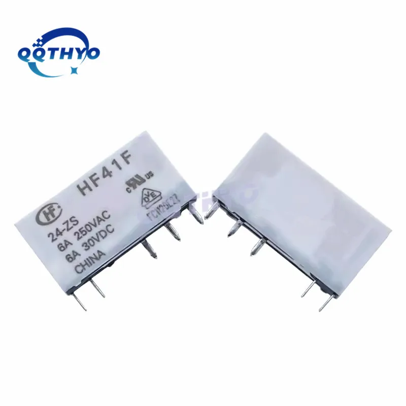 8Pcs New Original HF41F-5-ZS HF41F-12-ZS HF41F-24-ZS HF41F 5V 12V 24V-HS 4Pin 5Pin 6A Industrial Relay Subminiature Power Relay