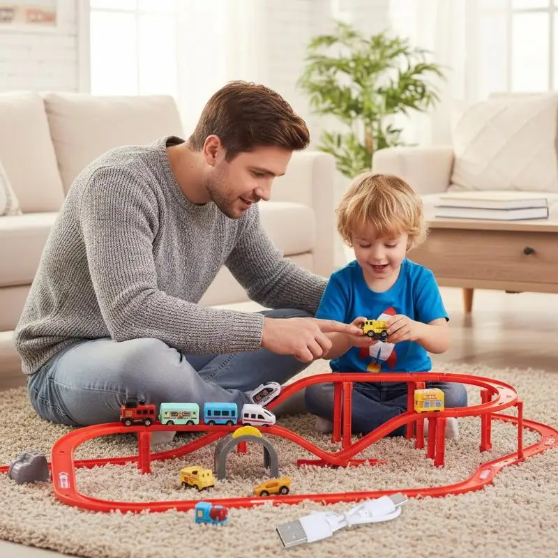Versatile Magnetic Track Car Magnetic Sheet Children DIY Puzzle Track Rail Toy Electric Magical Magnetic Block Anti Gravity Toy