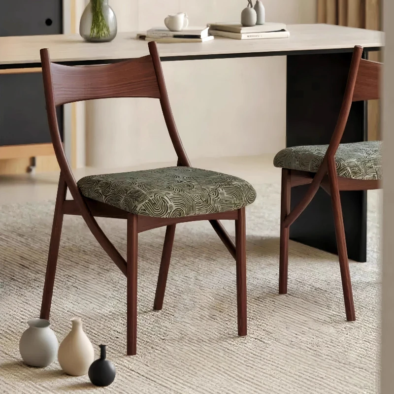 

Cat ear chair medieval solid wood dining chair household small apartment designer niche leisure chair ash wood