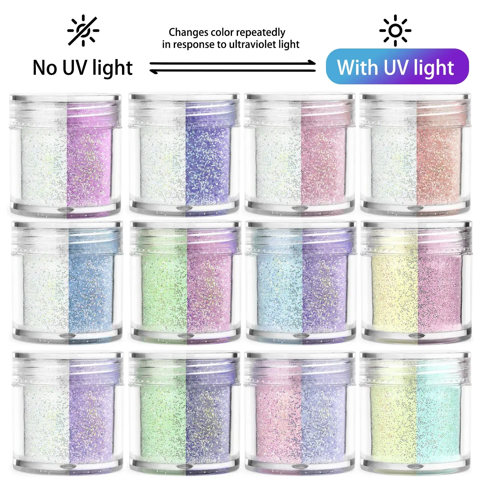 5g/Bottle UV Sensitive Color Changing Powder DIY Handmade Epoxy Resin Mold Glitter Powder UV Light-Changing Nail Art Pigments