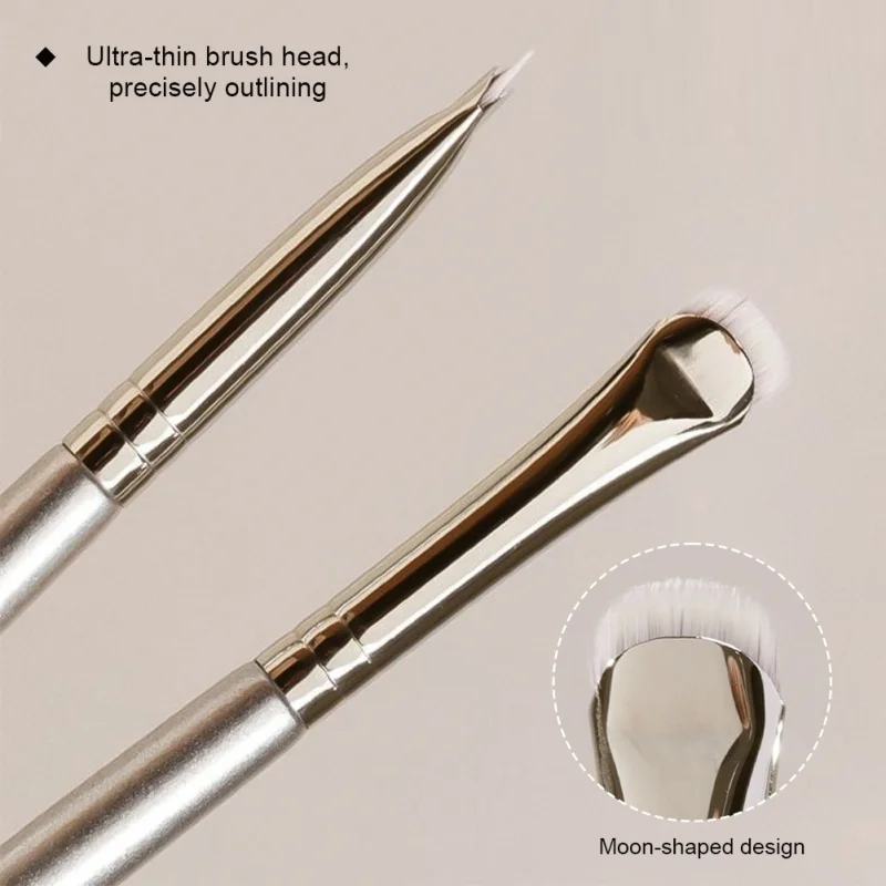 2/1 個湾曲したアイライナーメイクブラシアイメイク汚れツール精密ソフトアイシャドウブラシシャープ薄い小さな目化粧ツール