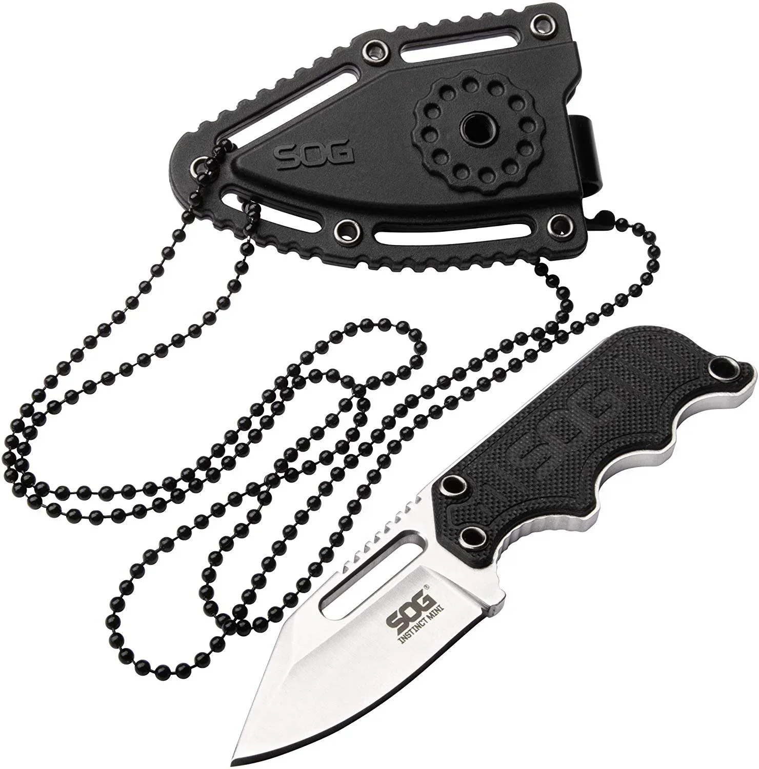 Instinct Mini 1.9 Inch Full Tang Neck Chain Knife Satin Plain Blade G10 Handle with ABS Sheath Pocket Knife Edc Small Knives