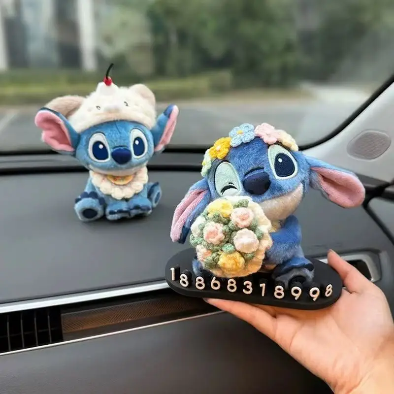 

Stitch Car Parking Plate Temporary Parking Transfer Contact Number Plate Ladies Car Cartoon Plush Decoration Car Holiday Gift