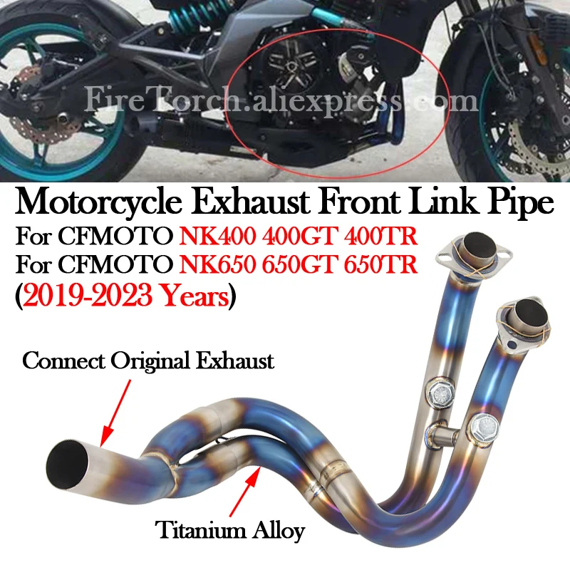 

Slip On Motorcycle Exhaust Front Link Pipe Modify Muffler Escape Moto For CFMOTO NK400 400GT 400TR NK650 600GT 600TR 2019 - 2023