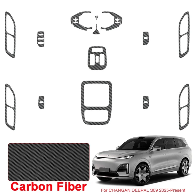 

Автомобильная карбоновая внутренняя наклейка, наклейка на панель подъема окна для CHANGAN DEEPAL S09, 2025-настоящее время, защитная пленка для двери, аксессуар