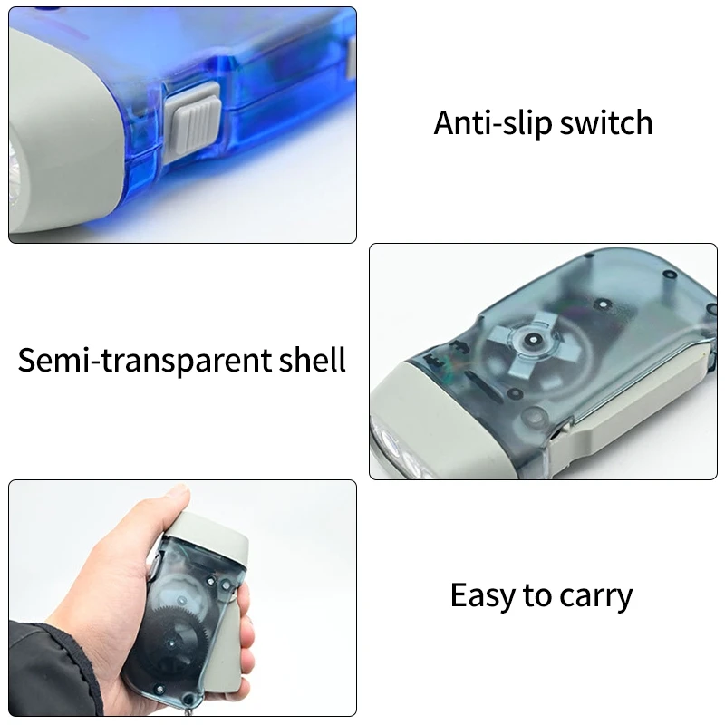 في الهواء الطلق ذاتية التشغيل دينامو مصباح يدوي التخييم المشي لمسافات طويلة اليد الضغط مصباح يدوي معدات التخييم مصباح ليد جيب صغير محمول