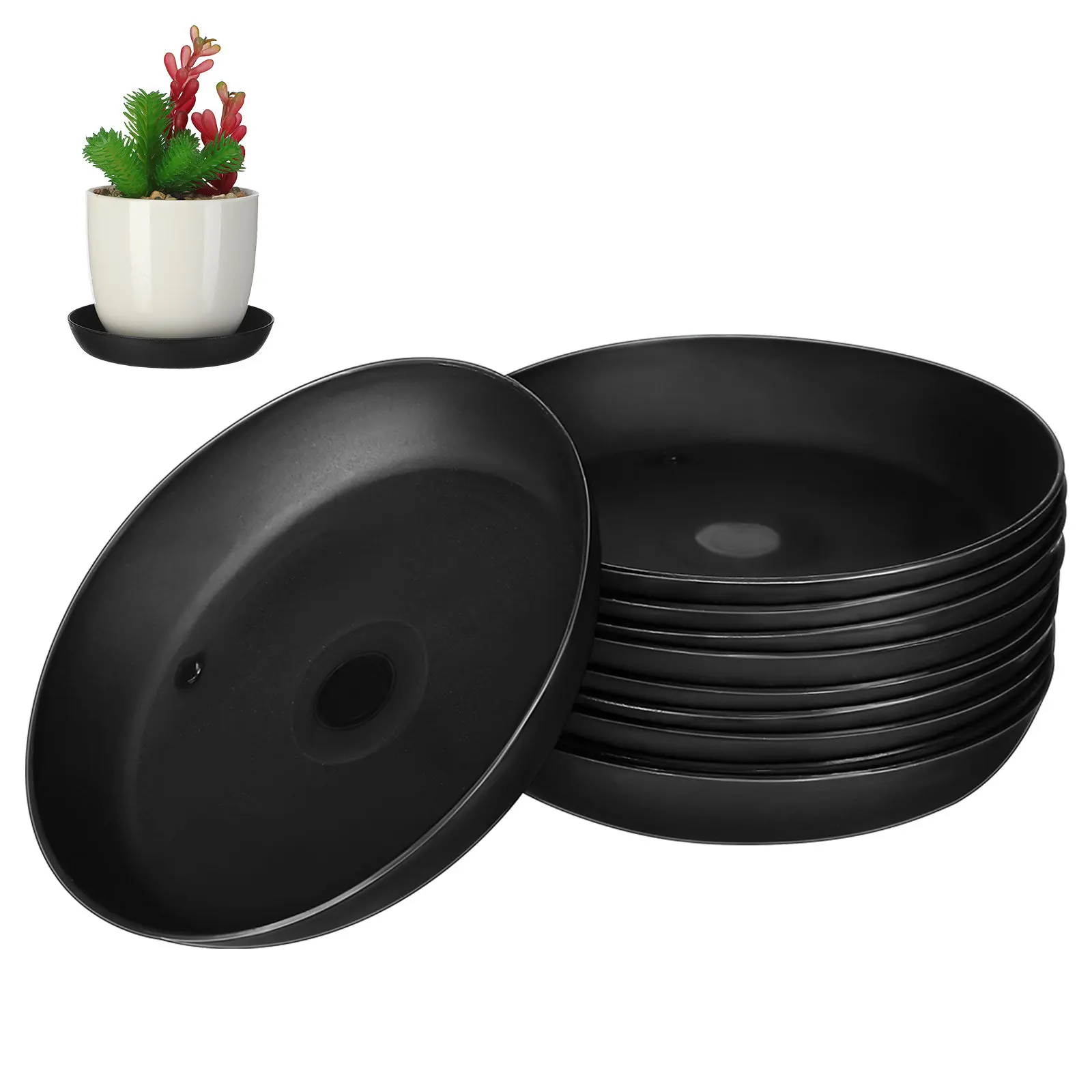 10Pcs Round Plastic Plant Pot Drip Tray Succulent Flowerpot Saucer Indoor Gardening Base Tray Waterproof Leakproof