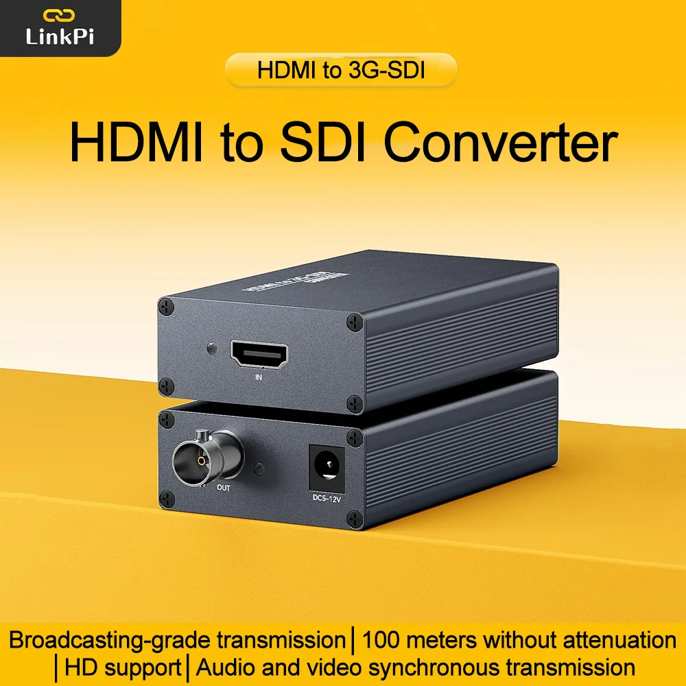 Cabo Conversor HDMI para 3G-SDI, Áudio e Vídeo para Computador, Transmissão 100 Metros, 1080P 60Hz, Nível de Transmissão HDTV