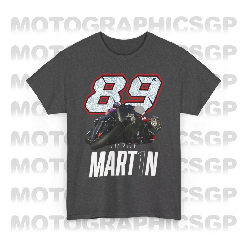Men's Black Cotton T-shirt MotoGP Rider Number 89 Graphic Print Short Sleeve Crew Neck Biker Streetwear Tops