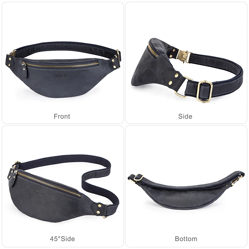 CONTACT\'S Casual Waist Bags For Women Leather Shoulder Bag Travel Small Chest Bag Women Fanny Pack Female Solid Color