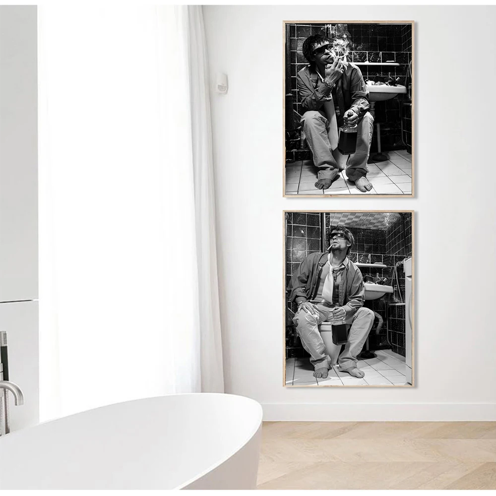 Crazy in Love Smoking Woman Toilet Prints Modern Black White Fashion Sexy Women Paris Poster Wall Art Canvas Painting