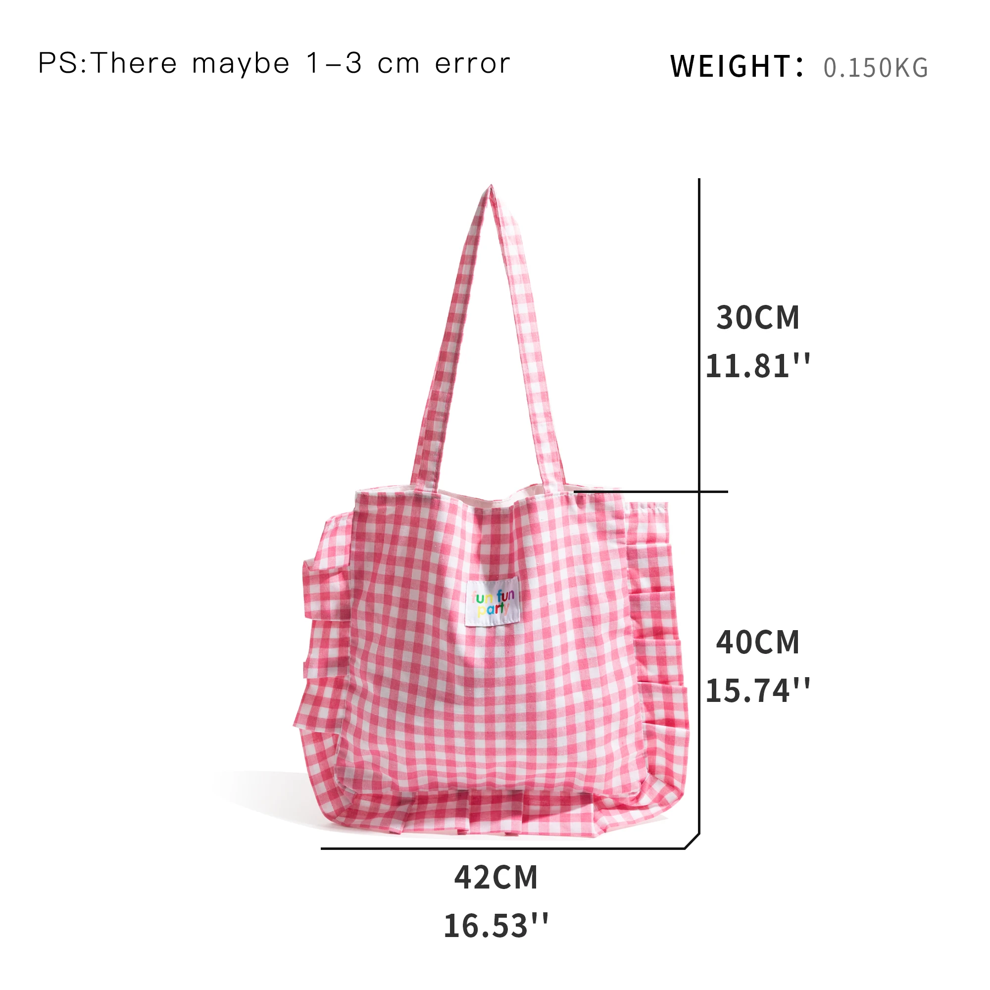 MABULA Plaid Cotton Fabric Handbag Ruffled Design Girl Candy Color Casual Study Work Tote Bag Large Capacity Shoulder Purse 2024