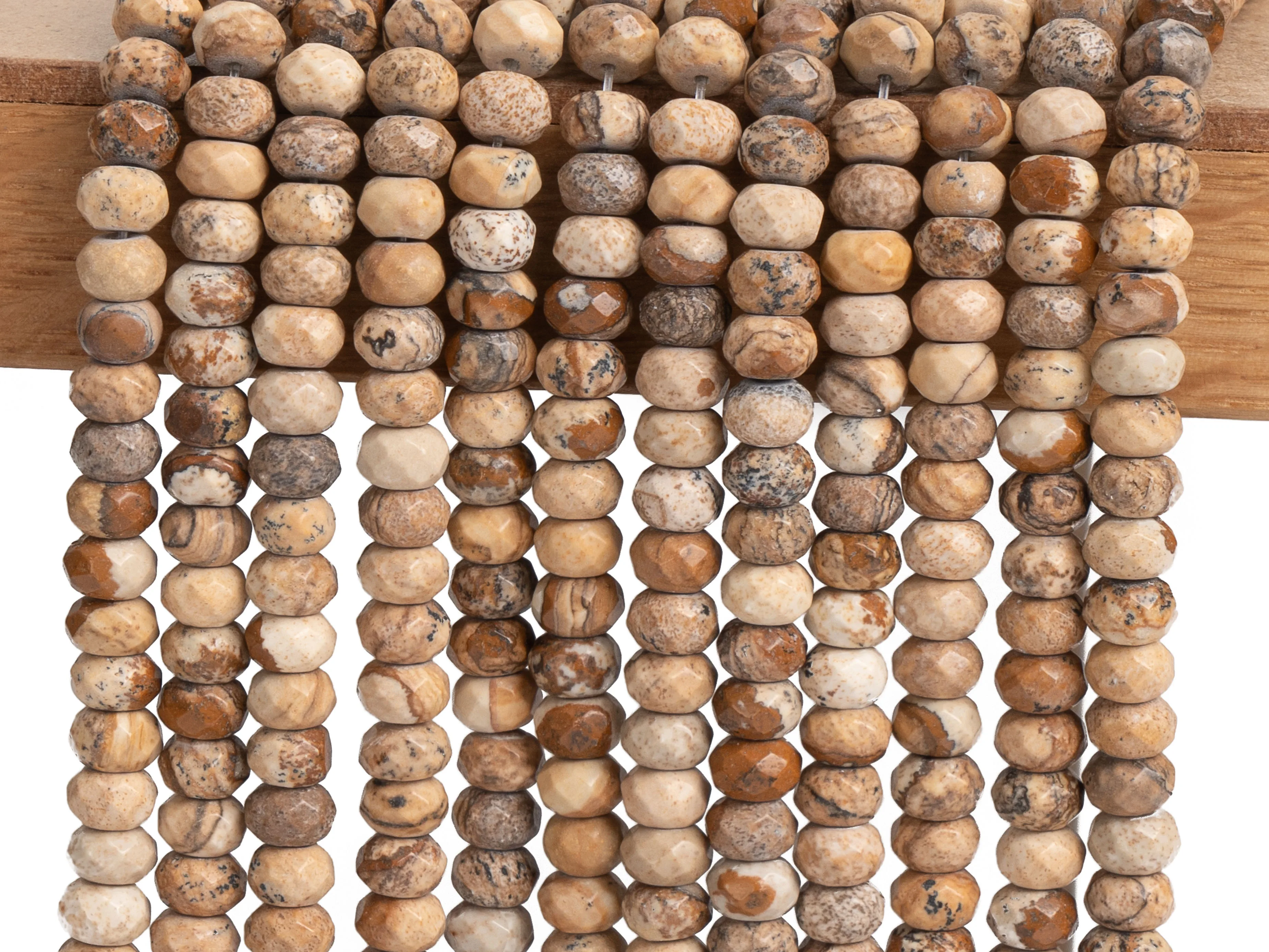 Brown Picture Jasper Beads AAA Genuine Natural Gemstone Faceted Rondelle Size Options 6/8/10mm for Jewelry Making