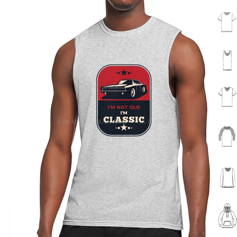 Im Not Old Im A Classic Car Tank Tops Print Cotton America Flag American Usa American Flag Blue Merica Red White