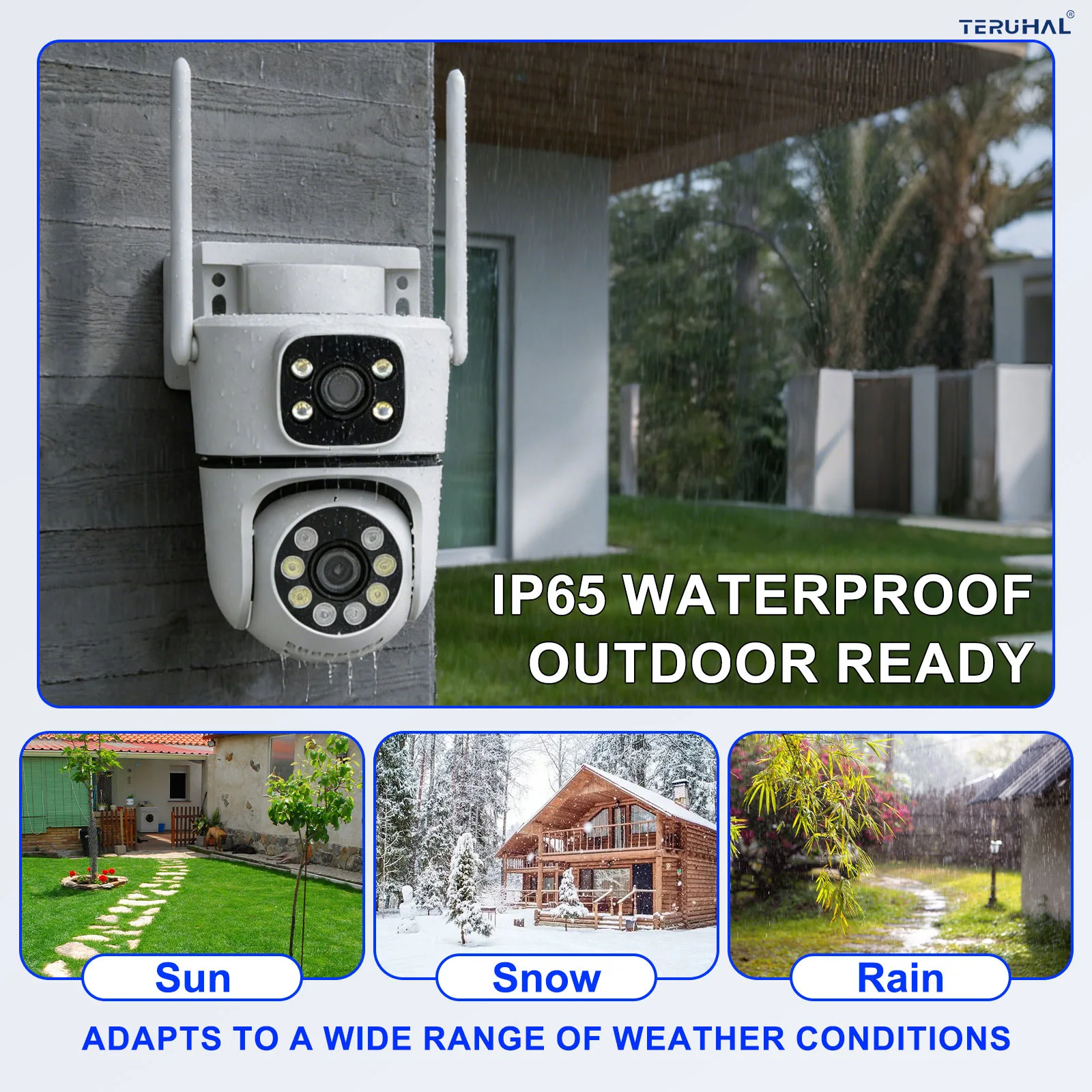 2.4G&5GHz Cameras Security Wireless Outdoor, 2K Dual Lenses, Night Vision, Dynamic Detection, Two-Way Call