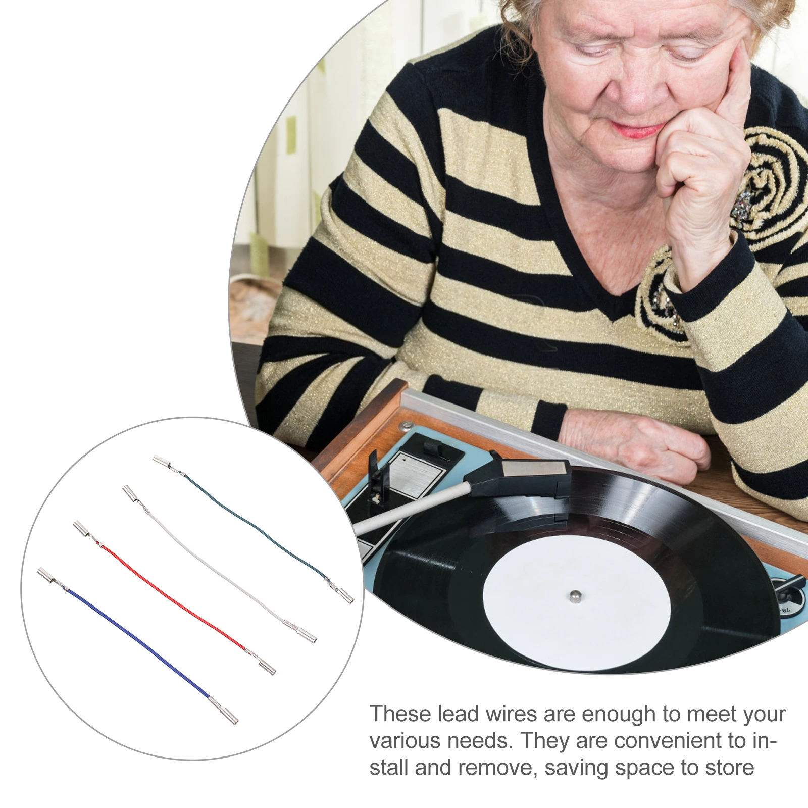 

4Pcs Lead Wires for Phono Premium Build Long-Lasting Performance Compatible with Most Record Players Space-Saving Design