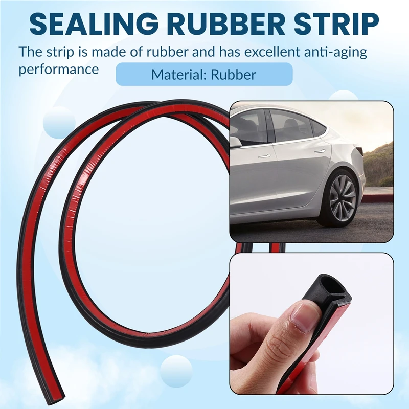 1Pair Car Rear Door Seal 1090509-00-D 1090508-0-D For Tesla Model 3 2017-2022 Door Sealing Rubber Waterproof Strips