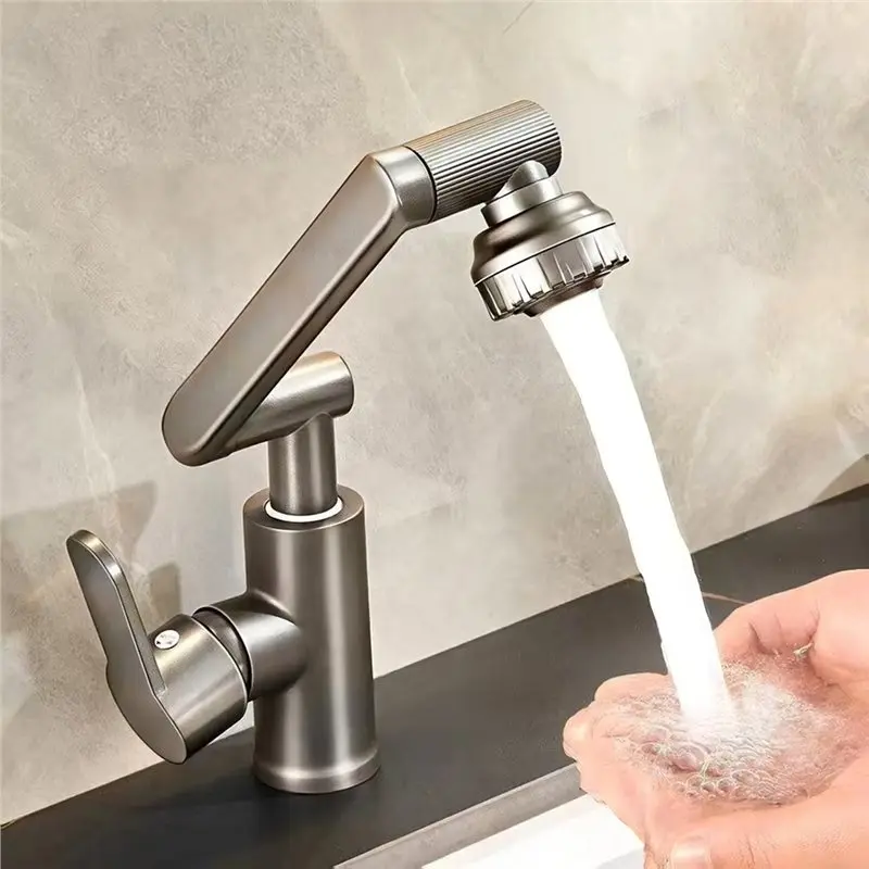 ABGG-Countertop Basin Faucet Smart Bathroom Sink Kitchen 1080° Swivel Multifunction Splashproof Hot& Cold Tap Accessory