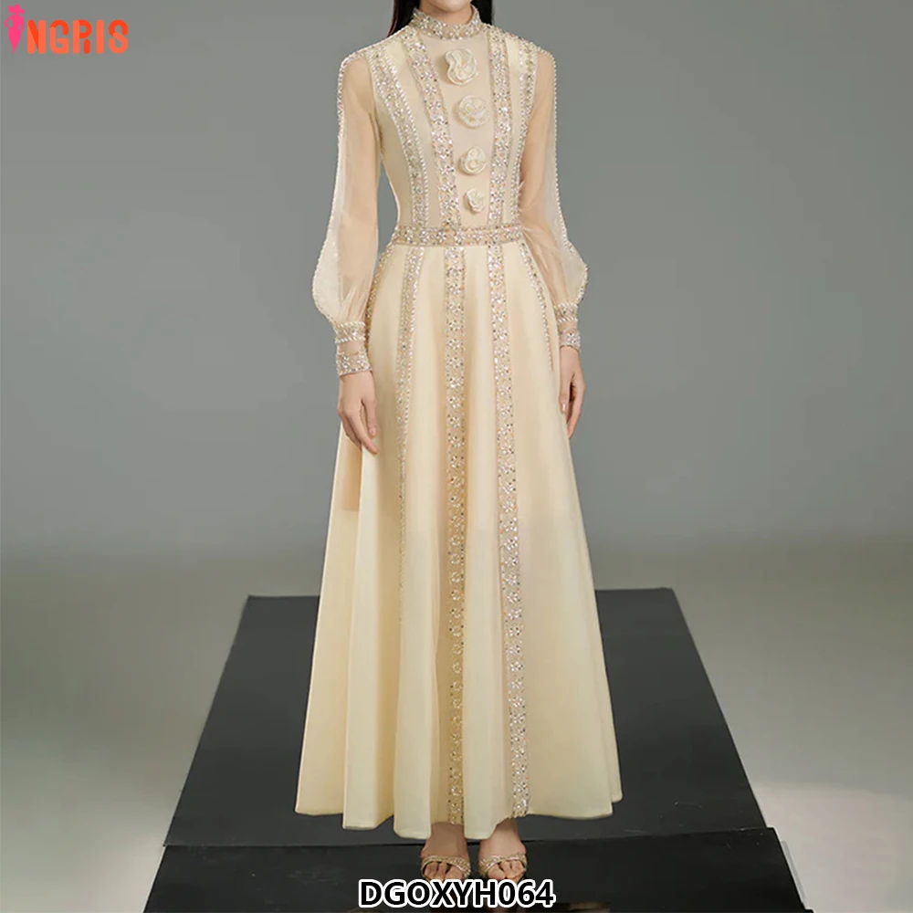 

Wholesale Clothing Casual Three-dimensional Flower Sequin Long Sleeve Dress Lady Elegant Women's Dresses-DGOXYH064