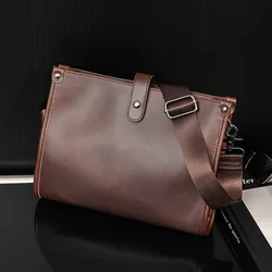 Maleta de Negócios dos homens Marca PU Bolsa De Ombro De Couro Sólidos Sacos Do Mensageiro Do Vintage masculino Pequenos sacos Crossbody Casual Tote