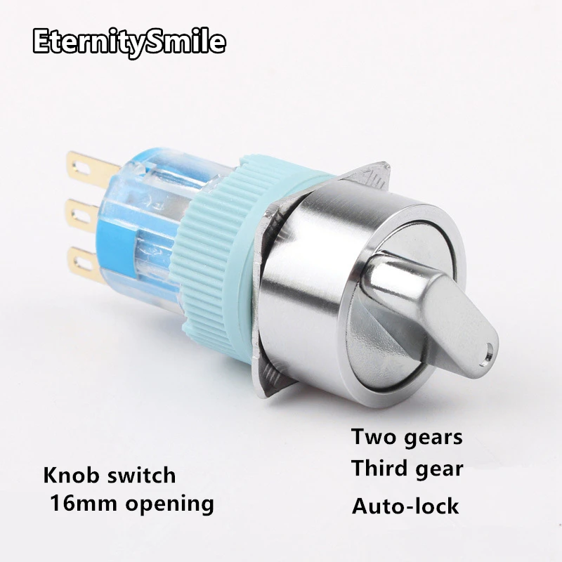 16mm 4A 220V AC 2NO2NC On Off Latching 2Position 3Pin 3 Position 6Pin Waterproof Push Button Selector Switch