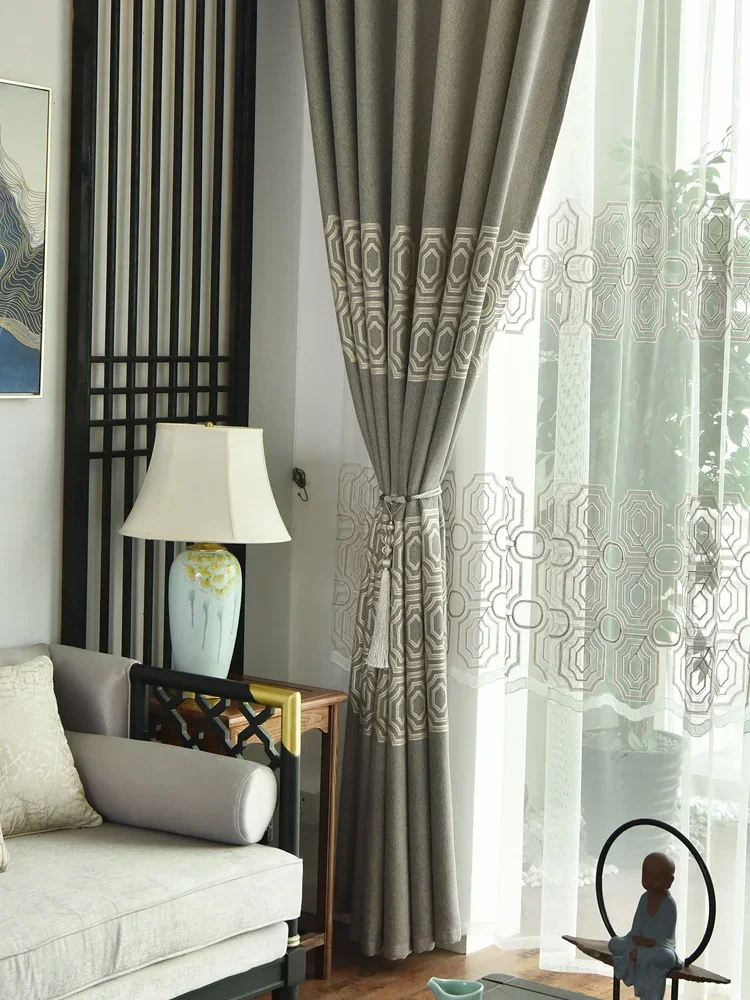

New Curtains for Living Dining Room Bedroom Modern Atmosphere Chinese Style Cotton Linen Simple Versatile Window Curtain Decor