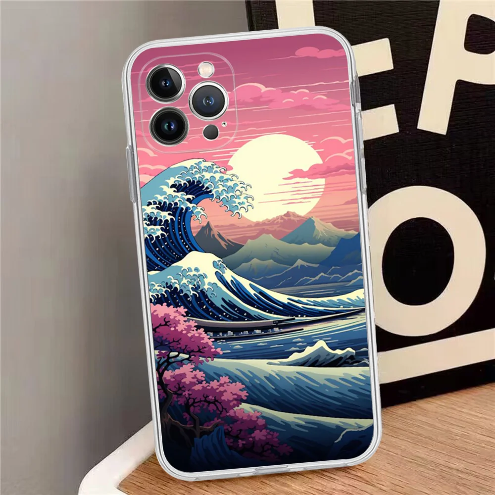 Great Wave Phone Case Silicone Soft for iphone 15 14 13 12 11 Pro Mini XS MAX 8 7 6 Plus X XS XR Cover