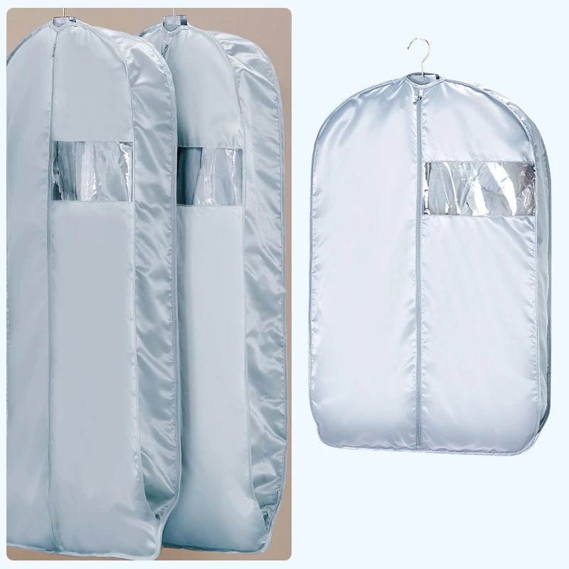 

High-end Thick Satin Garment Bag Space Saving Hanging Clothes Suit Bag for Storage and Travel Full Zipper Dust Cover for Dresses