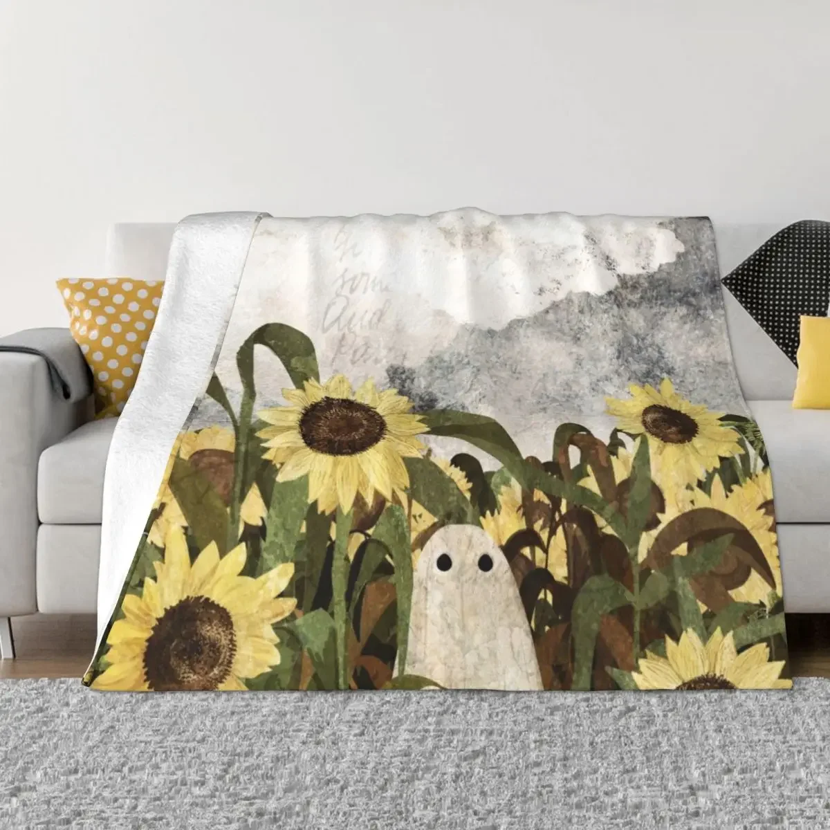 

There's A Ghost in the Sunflower Field Again... Throw Blanket Fluffy Softs fluffy Blankets