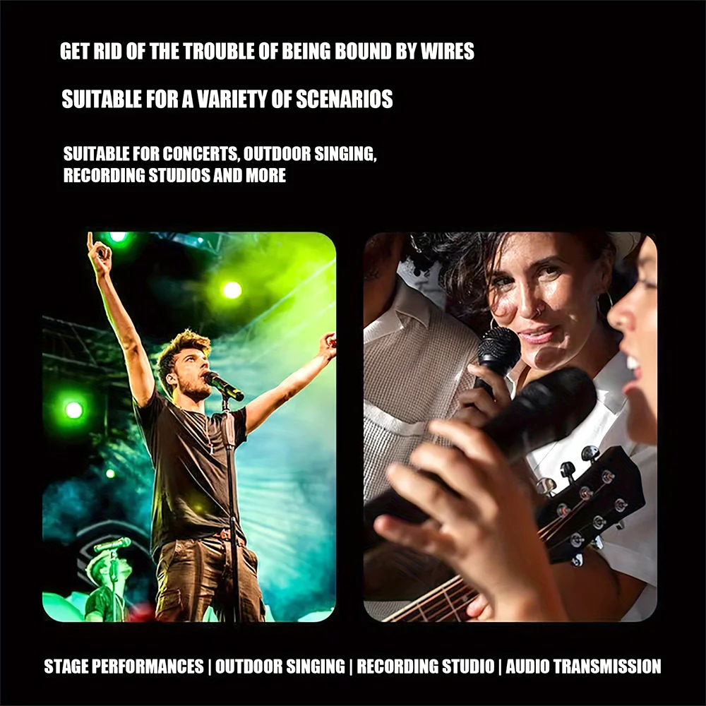 Wireless Microphone Converter Universal XLR Transmitter and Receiver Set System Rechargeable for Dynamic Mic Audio Mixer