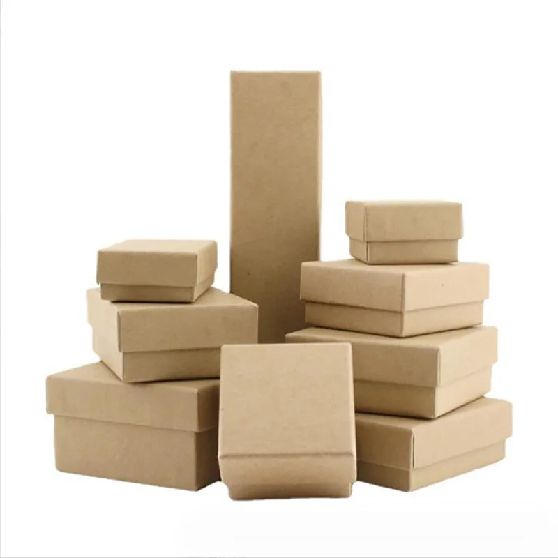 Black Kraft Paper Jewelry Box 8.3x5x2.5cm Ring Earring Pendant Necklace Jewellery Organizer 50Pcs/Lot (Customizable LOGO)