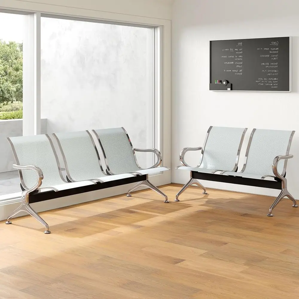 

Прочная 5-местная скамья с подлокотниками, подходит для офиса, больницы, аэропорта и вестибюля, серая