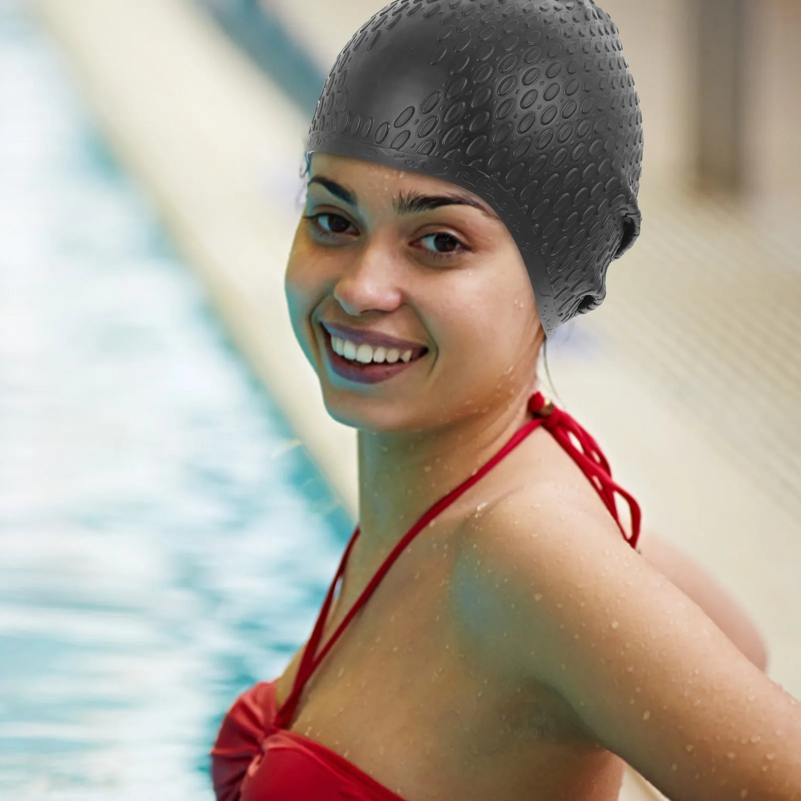 

Водонепроницаемая силиконовая шапочка для плавания для мужчин, черная, для бассейна