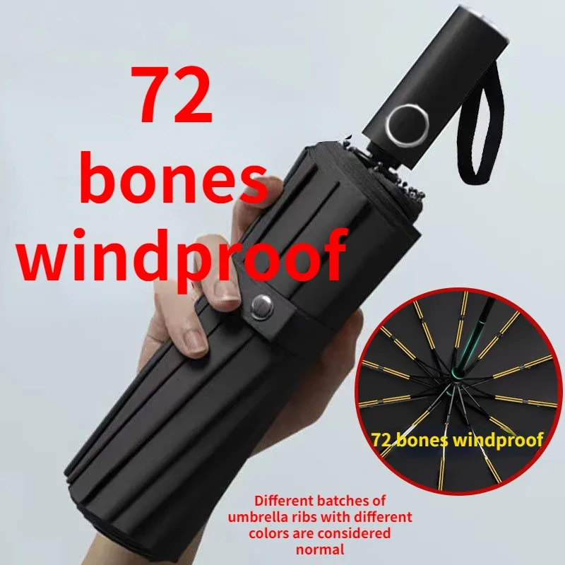 

72 Bone Super Strong Windproof Automatic Folding Men Umbrella Reinforced Large Rainproof Sun Protection Umbrellas Women